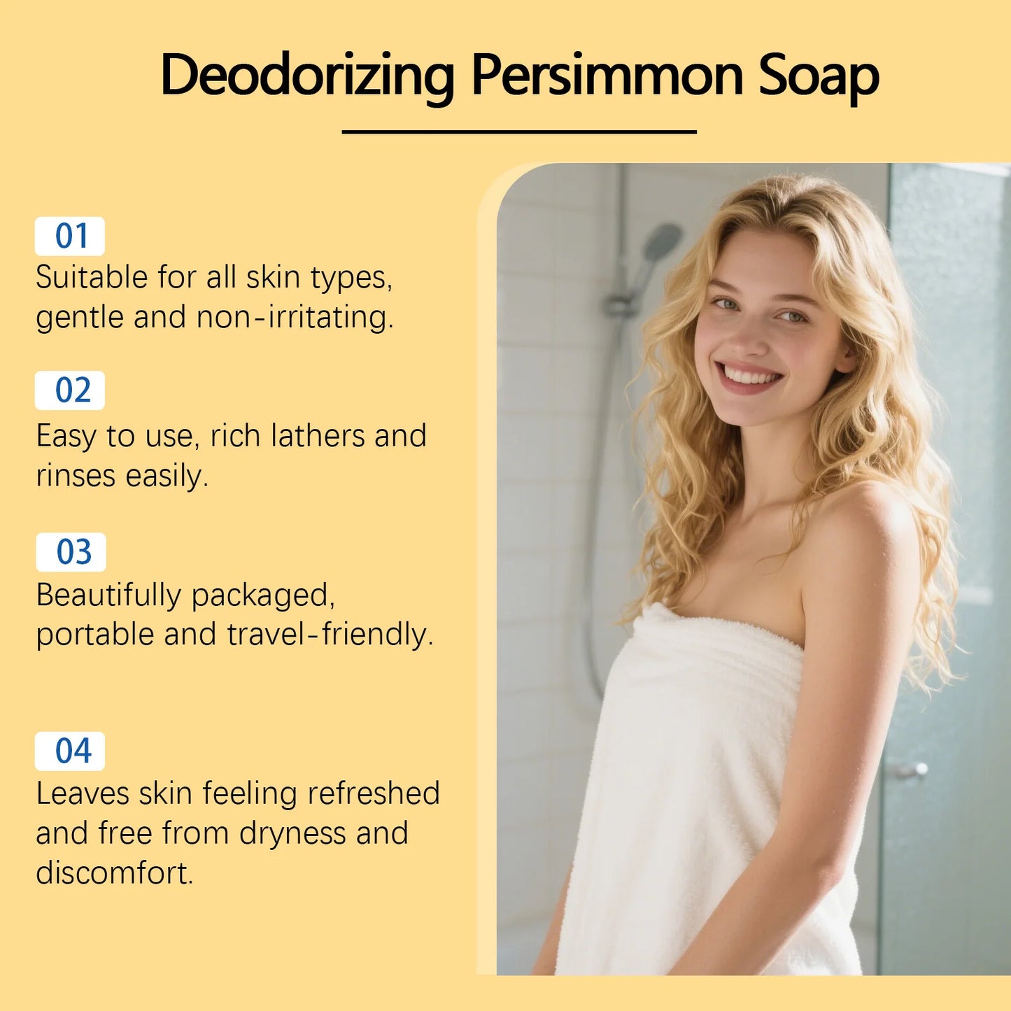 Persimmon Soap Bar for Aging Body Odor & Nonenal — Japanese-Inspired Deodorizing Soap for Men & Women | Gentle, Moisturizing, Fragrance-Light