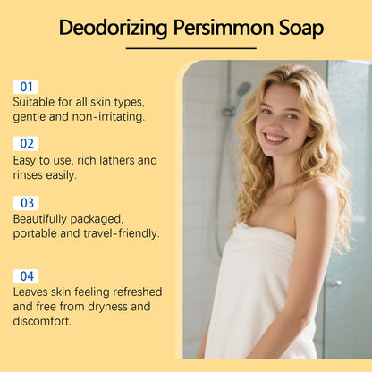 Persimmon Soap Bar for Aging Body Odor & Nonenal — Japanese-Inspired Deodorizing Soap for Men & Women | Gentle, Moisturizing, Fragrance-Light