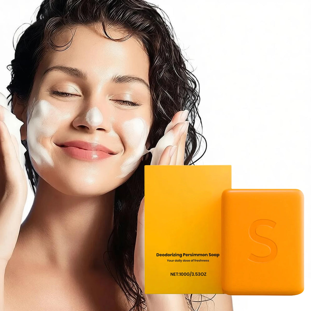 Persimmon Soap Bar for Aging Body Odor & Nonenal — Japanese-Inspired Deodorizing Soap for Men & Women | Gentle, Moisturizing, Fragrance-Light